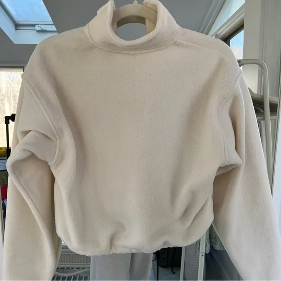 Aritzia Tna Polar Half Zip Sweater Whisper White - Picture 6 of 15